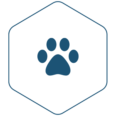 Paw print in hexagon
